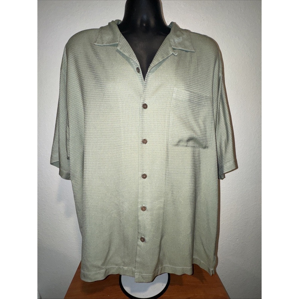 Tommy Bahama Men's Silk Shirt Size XL‎ Extra Large Green Beach Vacation Fishing